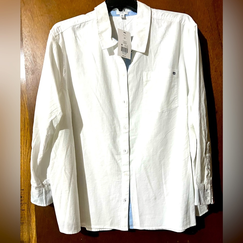 Plus Size Button Up Oxford Boyfriend Shirt